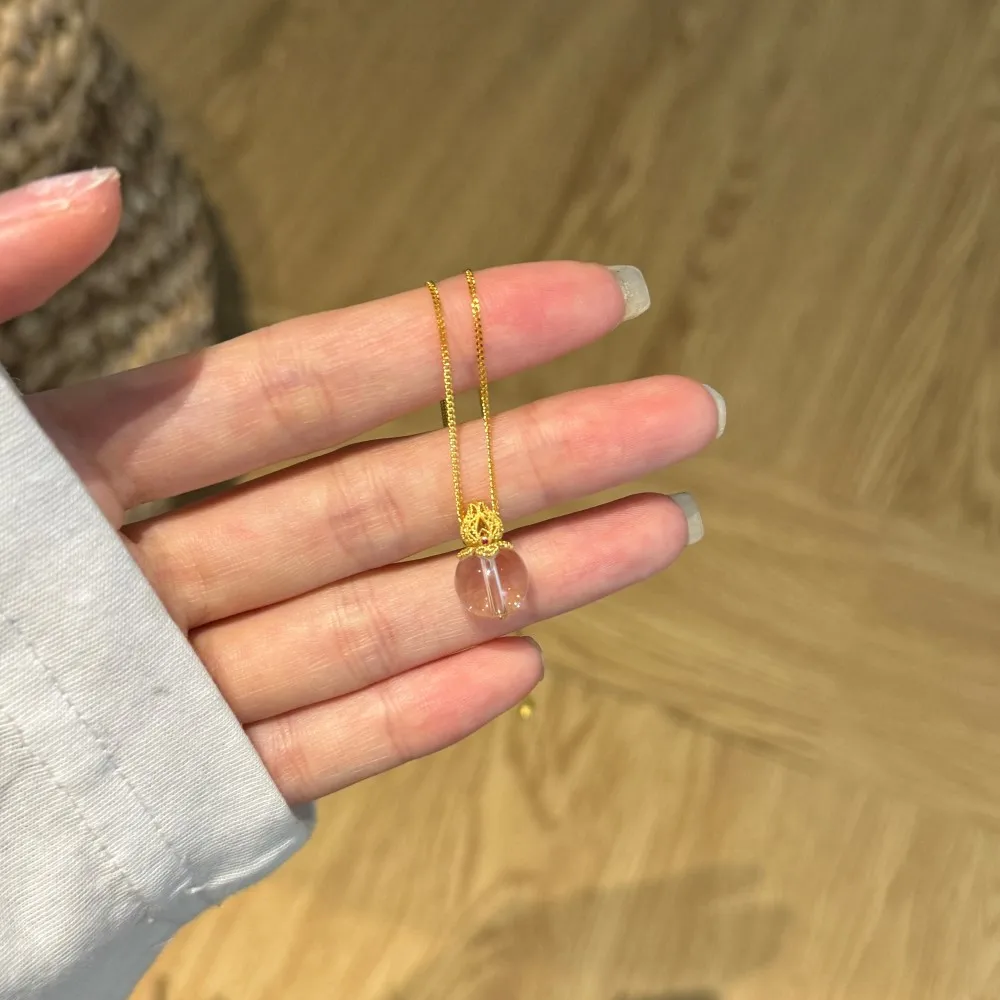 KAKODIY Unique Design 925 Sterling Silver 18K Gold Plated Chain 5A Zirconia Lotus Natural White Crystal Pendant Necklace detail 4