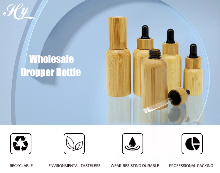 Hanya Boston Dropper Bottles 30ml 50ml 100ml Bamboo Essential Oil Bottle