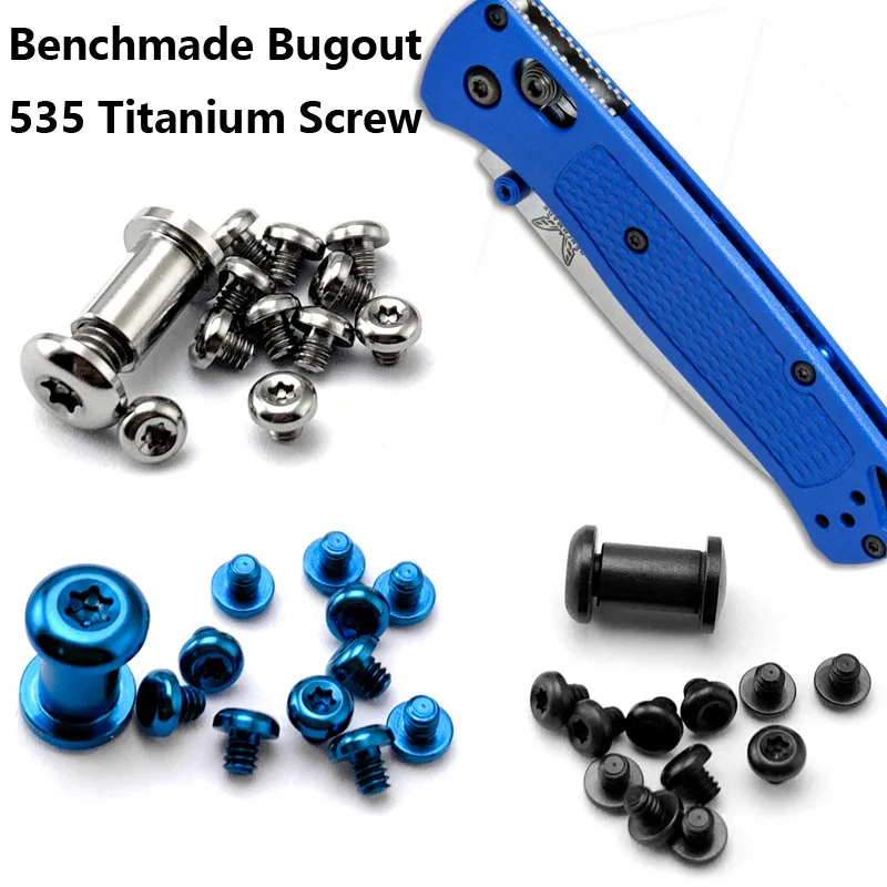 For Benchmade Bugout 535 EDC Screw Set with Factory-Processed Titanium Knife Handle Colorful Pocket Carry Button Head Type