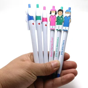 Amazon Hot Sales Low Moq Promotional Nurse or Doctor Shape Clip Design Ball Pen in Stock for Gifts