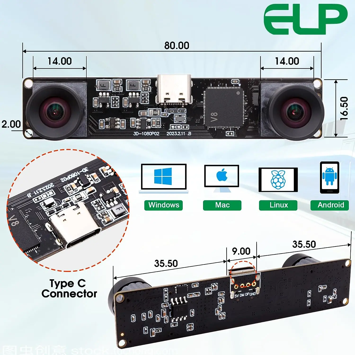 ELP 4MP USB カメラモジュール 3840X 1080P 3D ステレオ Amazon.co.jp: 60fps 同期 USB カメラ ELP 4MP USB カメラ