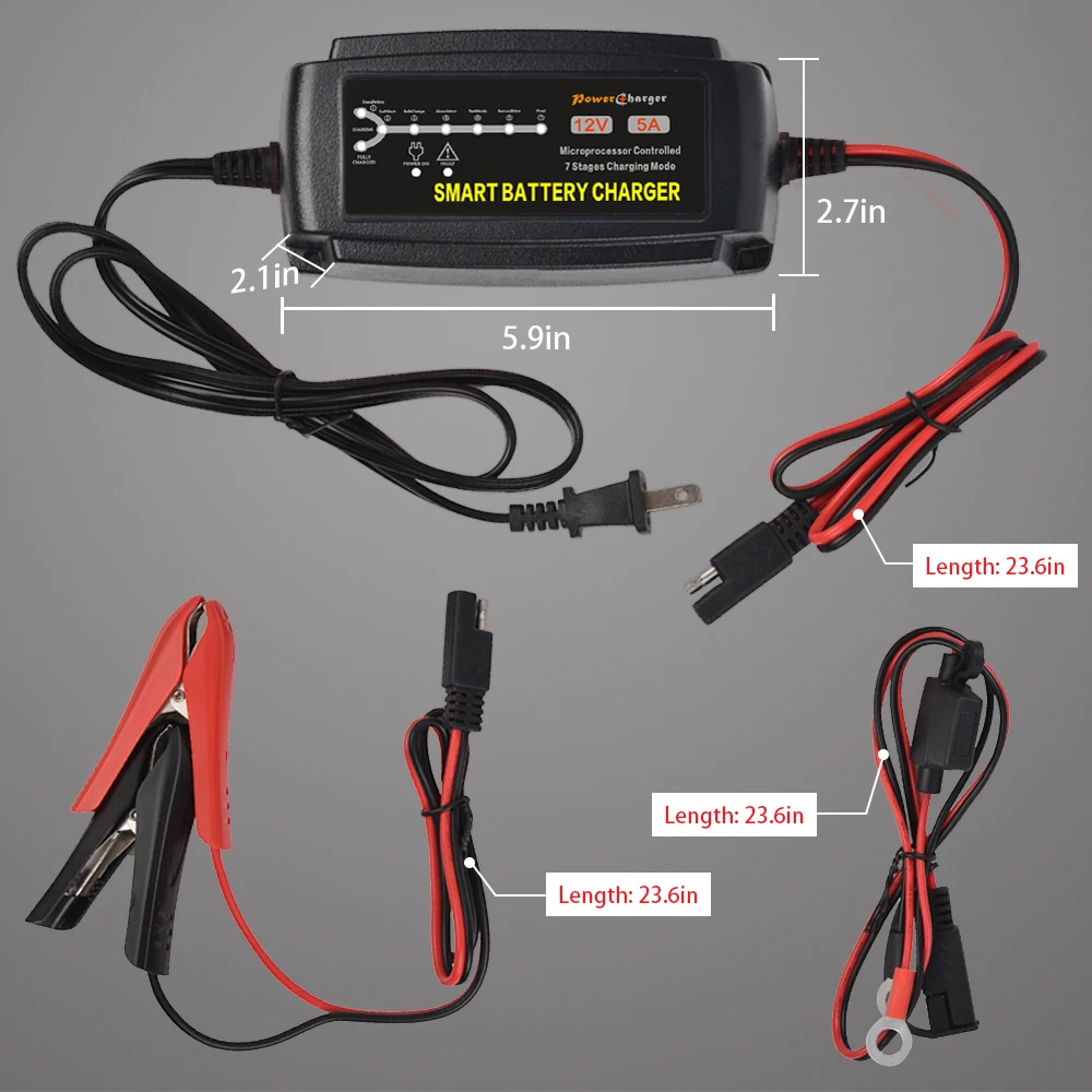12V Automatic Smart Battery Charger Motorcycle Car Battery Charger Maintainer 12v