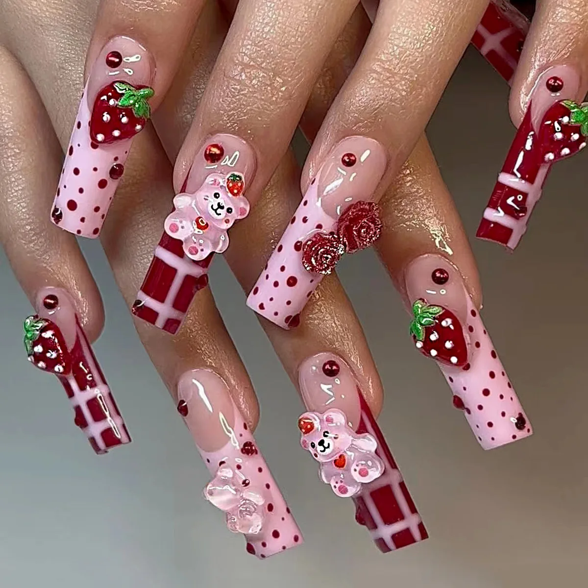 Neue Modische Handgefertigte Rote Gel-Ngel zum Aufkleben Hochwertige  Aufklebngel mit Design Knstliche Fingerngel| Alibaba.com