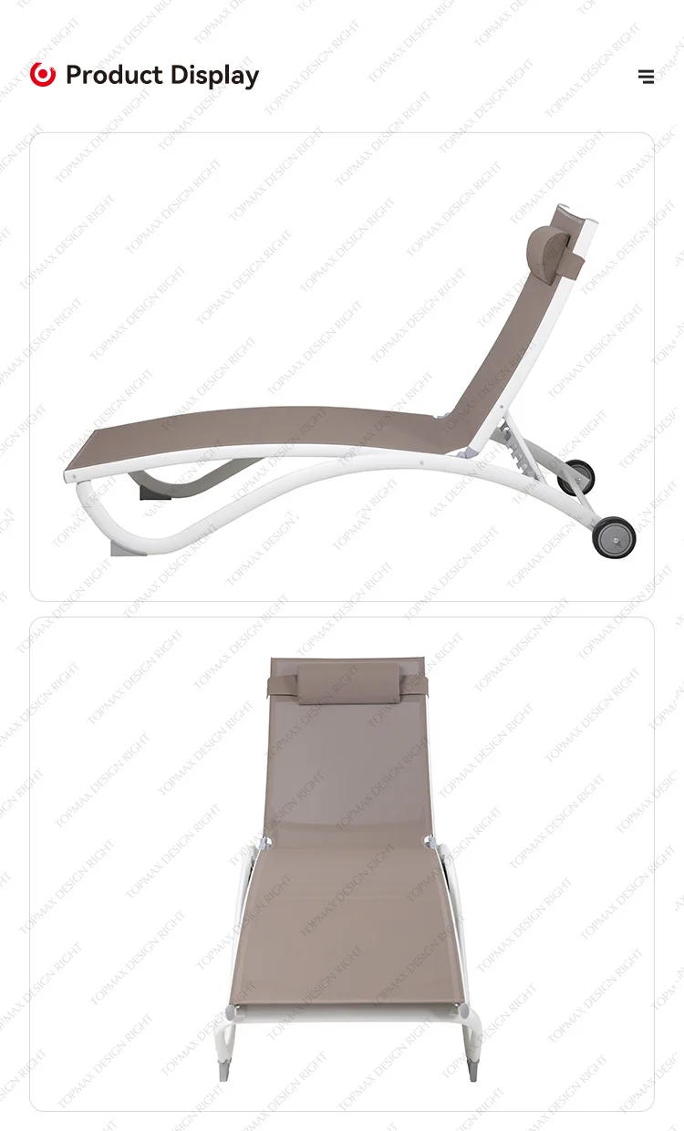 Beach Hotel Commercial Pool Lounge Chairs Aluminium Swimming Pool Recliner Bed Outdoor Pool Sun
