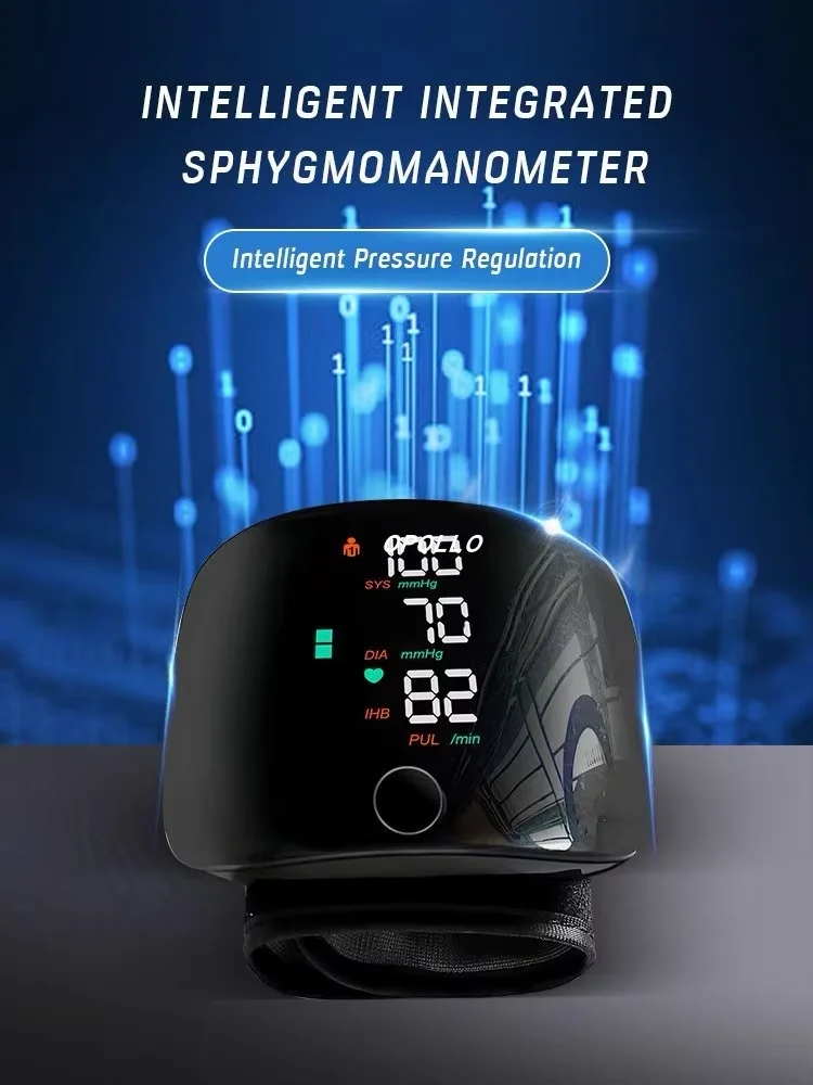 Automatic Electric Wrist Blood Pressure Monitor with Touchscreen LED Display Accurate Memory Function for Home Use