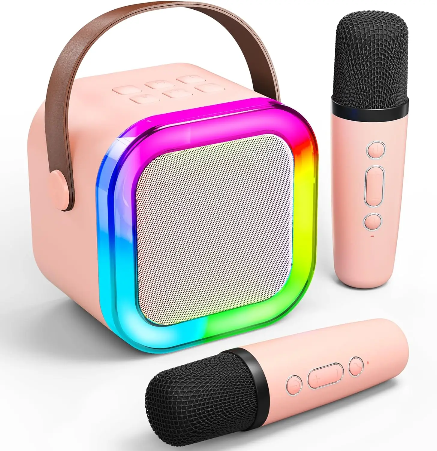 Portable Bluetooth Karaoke Machine With 2 Wireless Microphones & Colorful Lights U2013 Fun For Kids & Adults, Perfect For Birthdays & Children's Day