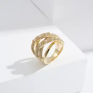 Women's Wedding Engagement Ring Set Zircon Rose Gold Plated Classic Resizable Band Bride Gift Jewelry