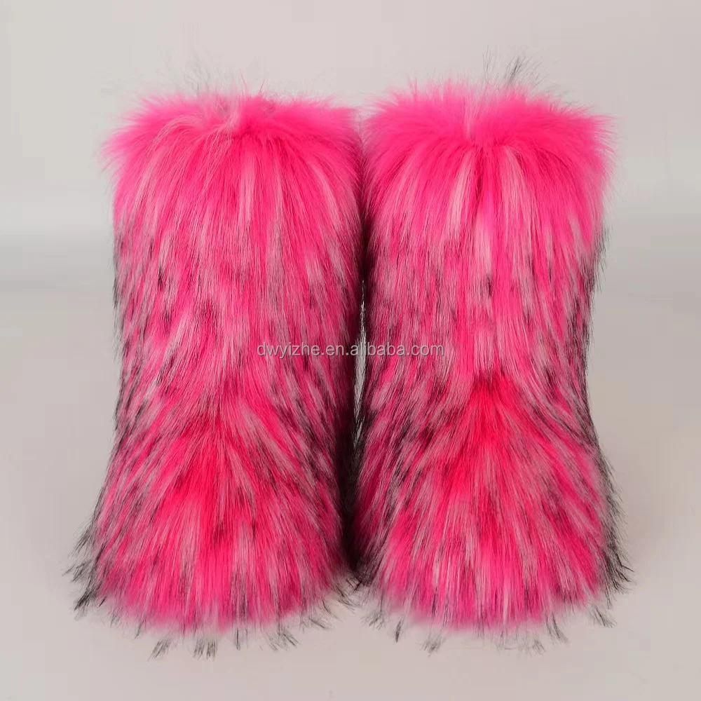 2023 Hot Selling Ladies Imitation Raccoon Fur Boots Factory Wholesale