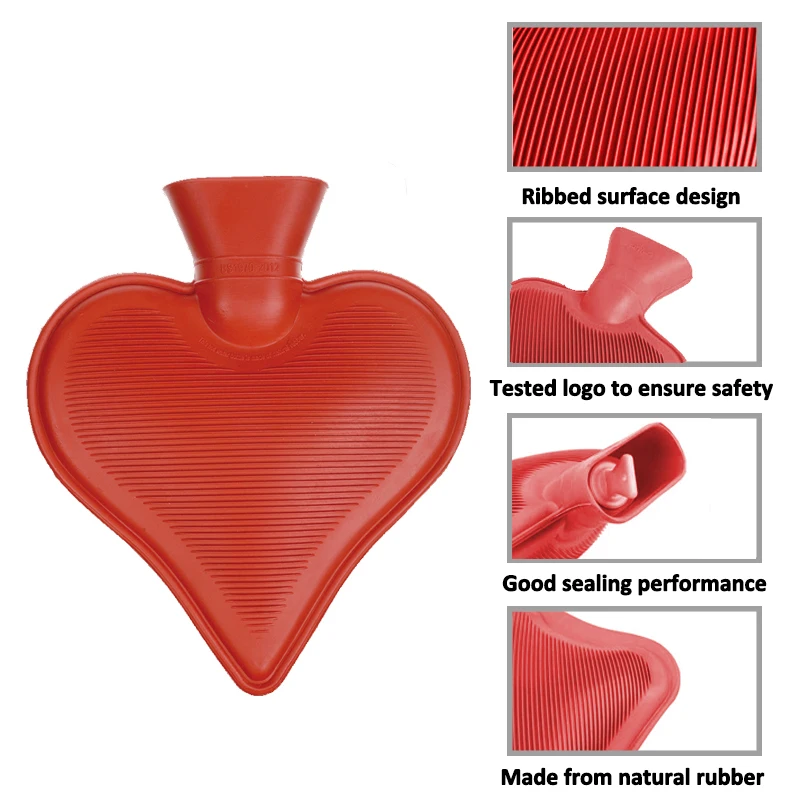 heart shape mini 500ml / 1000ml rubber hot water bottle bag manufacture