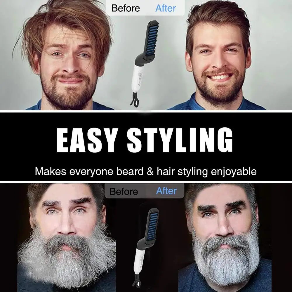 Multifunctional Moustache Styling Comb Portable Ceramic Thermal Straightener Travel Beard Comb