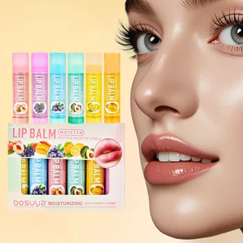 Factory Wholesale Hot Sell 6 Flavors Lips Care Moisturizing Lip Balm Natural Fruit Lip Balm Set