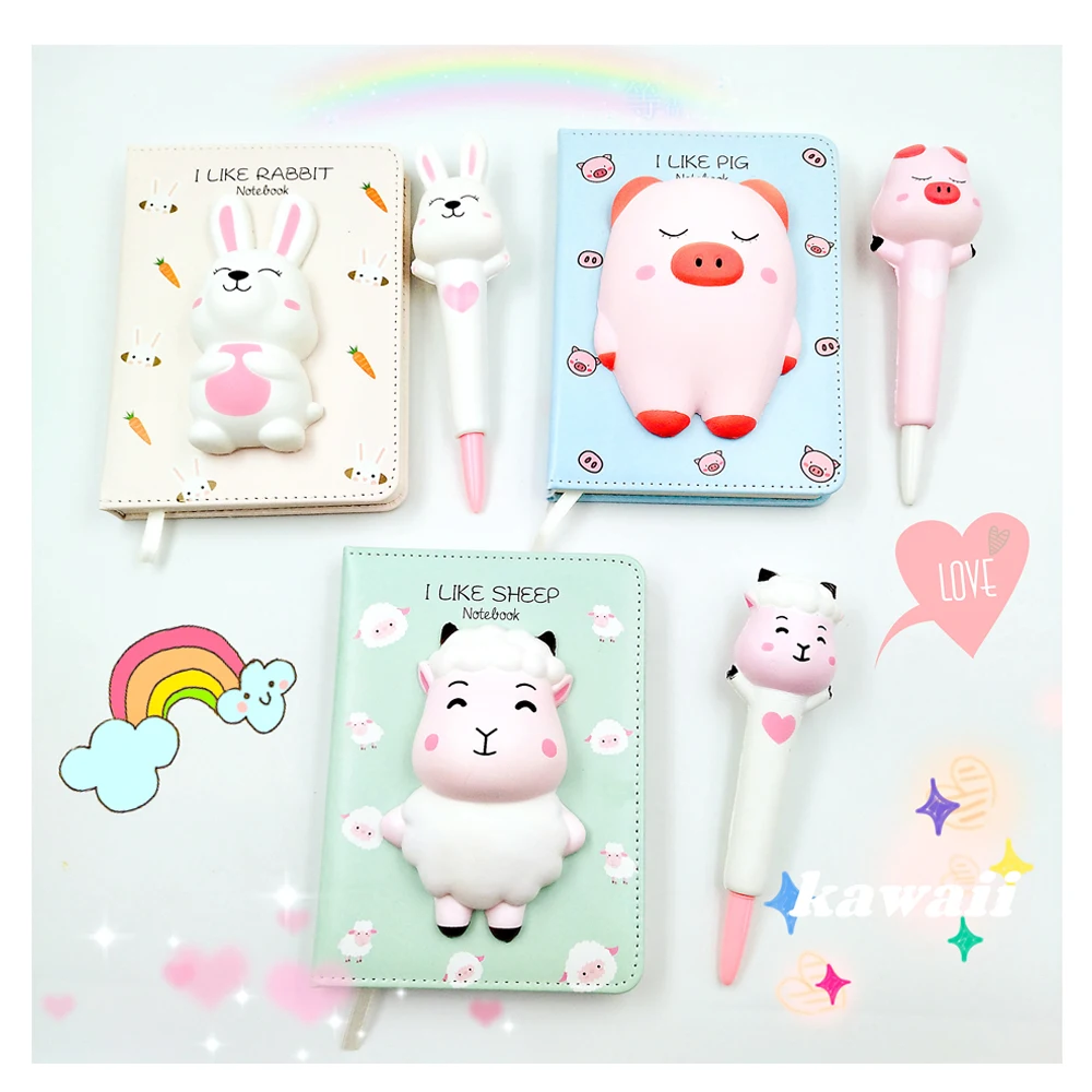 Lemohome Cute Pens Squishy Pens Gel Ink Animals Pens Cute Stationary Kawaii Pens Decompression Stress Relief Sponge Pens Set for Students Kids with