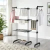 Double-Row Foldable Clothes Airer-black