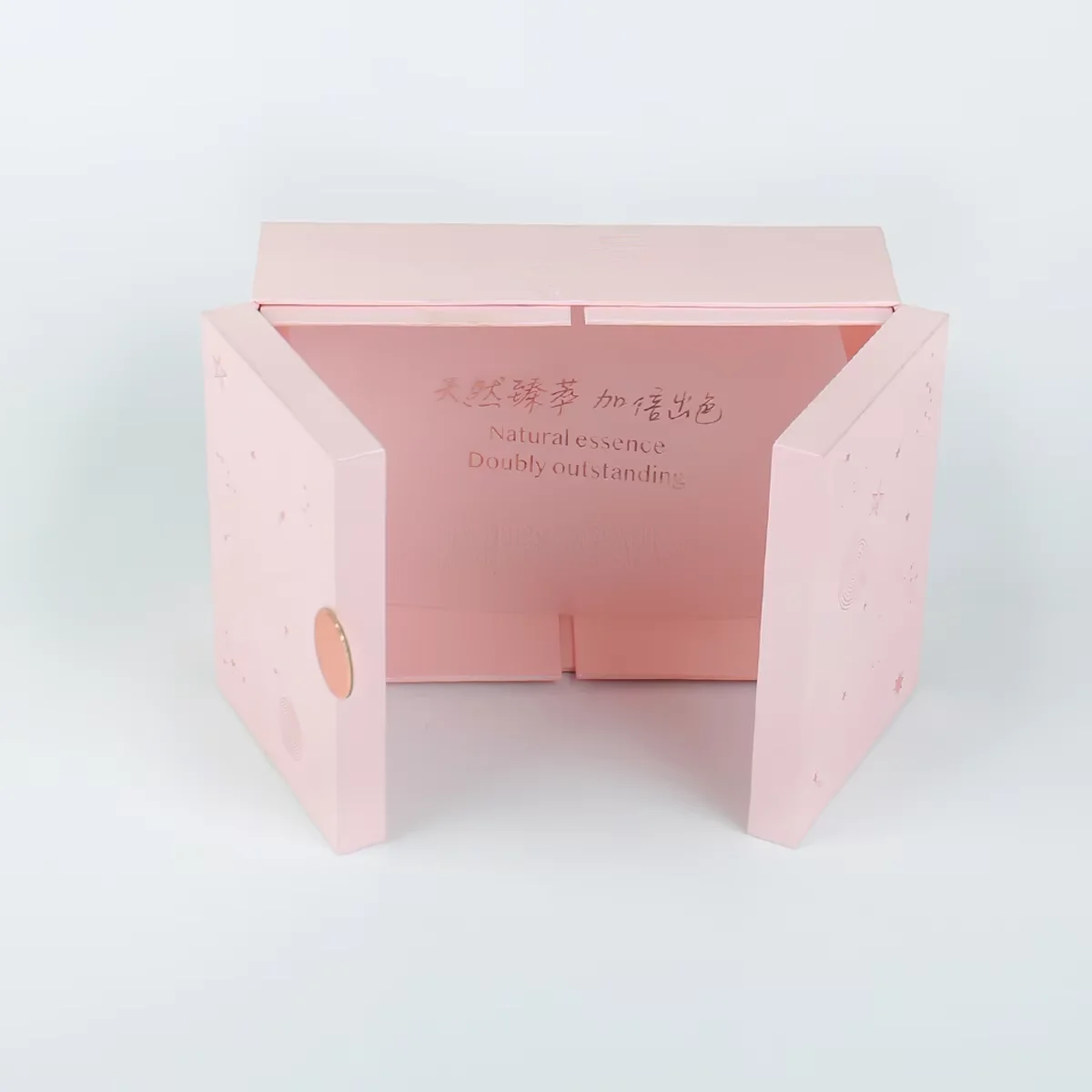 תיבת אריזת מתנה מותאמת ליום האהבה, דפוס זהב חם, תיבה מגנטית ממוחזרת עם עיצוב פתיחה כפולה וסגירה ממופנחת