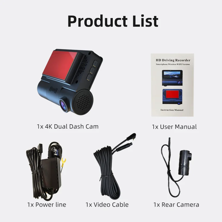 Dash Cam Front and Rear 4k Drive Recorder 3 Channel Dash Cam 4k GPS Black Box F1.8 with 3.16 Inches IPS  LCD for Agent manufacture