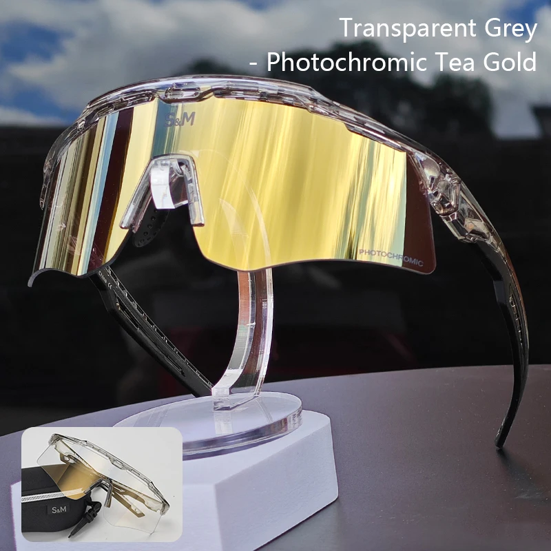 Okulary fotochromowe z TR90 Sportowe okulary przeciwsłoneczne do biegania dla kobiet i mężczyzn MTB Transparentne_voghion.com