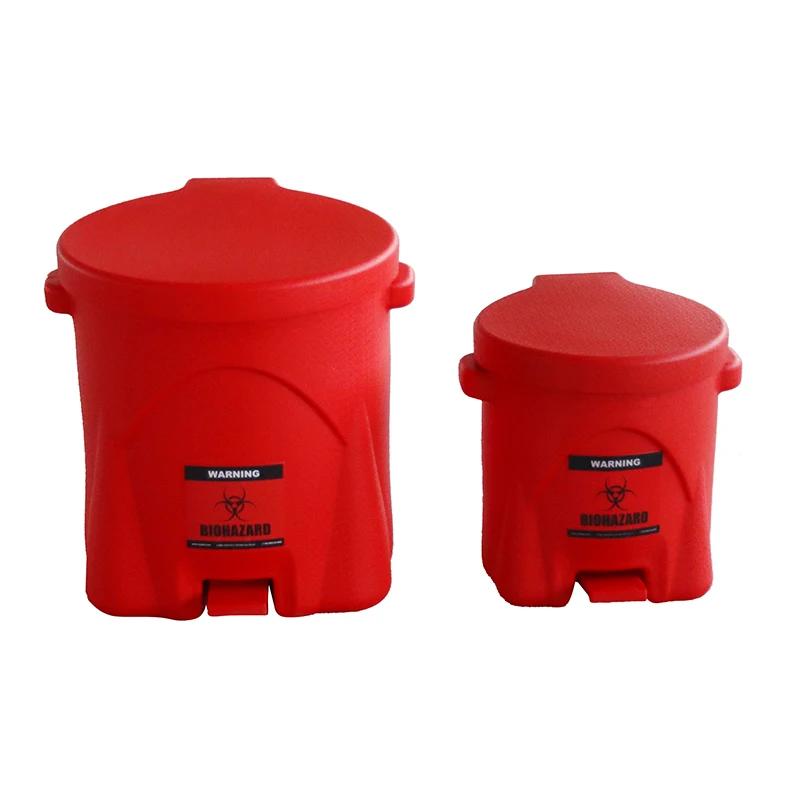 14 Gal 53 L Red PE(polyethylene) red yellow biomedical clinical Laboratory Biohazard Waste Bin With Foot pedal