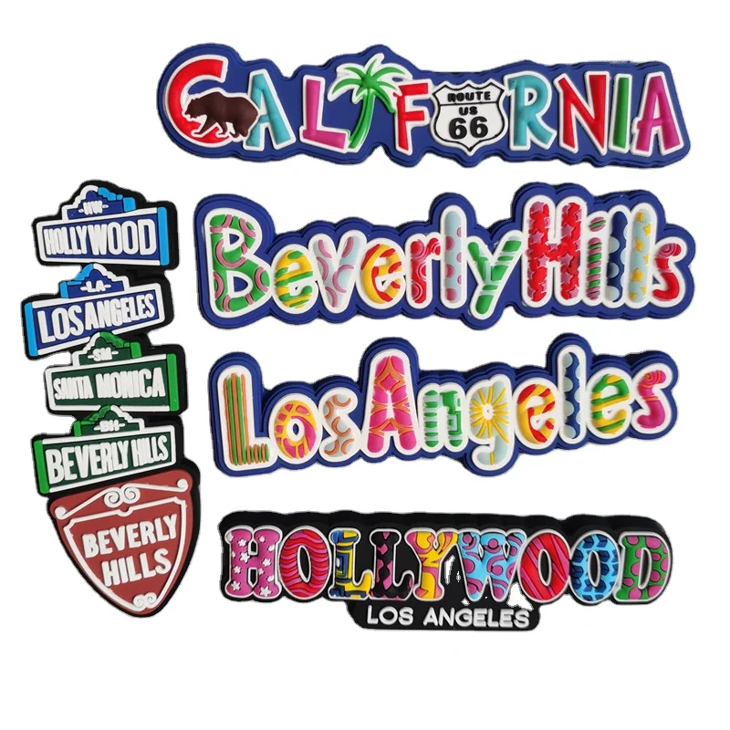 Promotional Gift Product Custom Made Customised Refrigerator Los Angels Tourism Souvenirs 3d Soft Pvc Rubber Cute Fridge Magnet