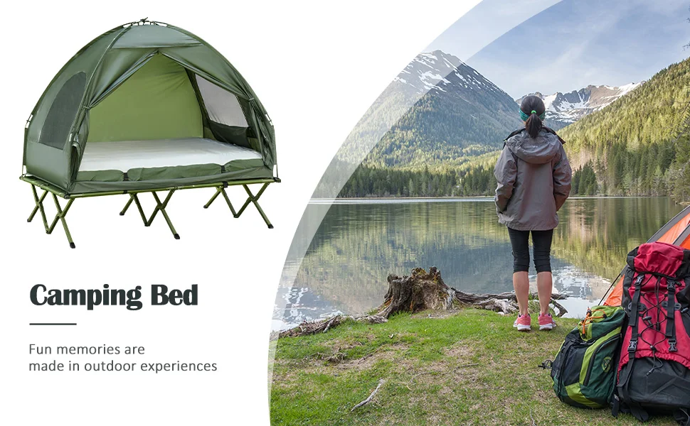 2 Person Portable Camping Bed Foldable Outdoor Elevated Camping Bed Tent Cot Tent Camping Tent