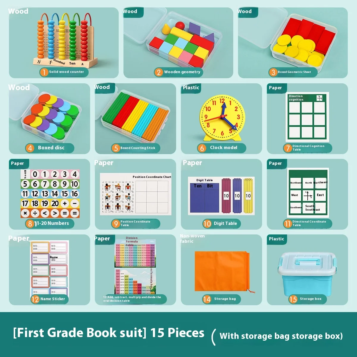 First Grade Mathematics Teaching Aids Full Set Primary School Learning Tools Counter Learning Box Second Volume Educational Toys