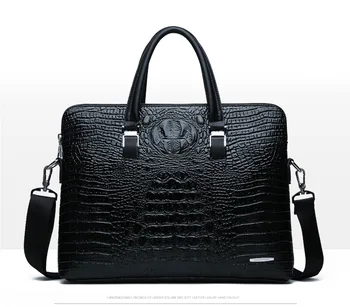 Wholesaler Custom OEM Designer Crocodile PU Leather Briefcase Business Office Briefcase Laptop Bag For Men