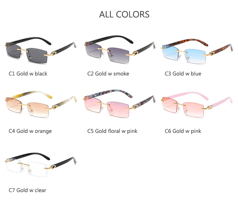 Huntermoon Square Rimless Sunglasses,Summer Glasses Fashion Sun Glasses for Men,Women,Oversized Sun Glasses, Adult Unisex, Size: One size, Gray