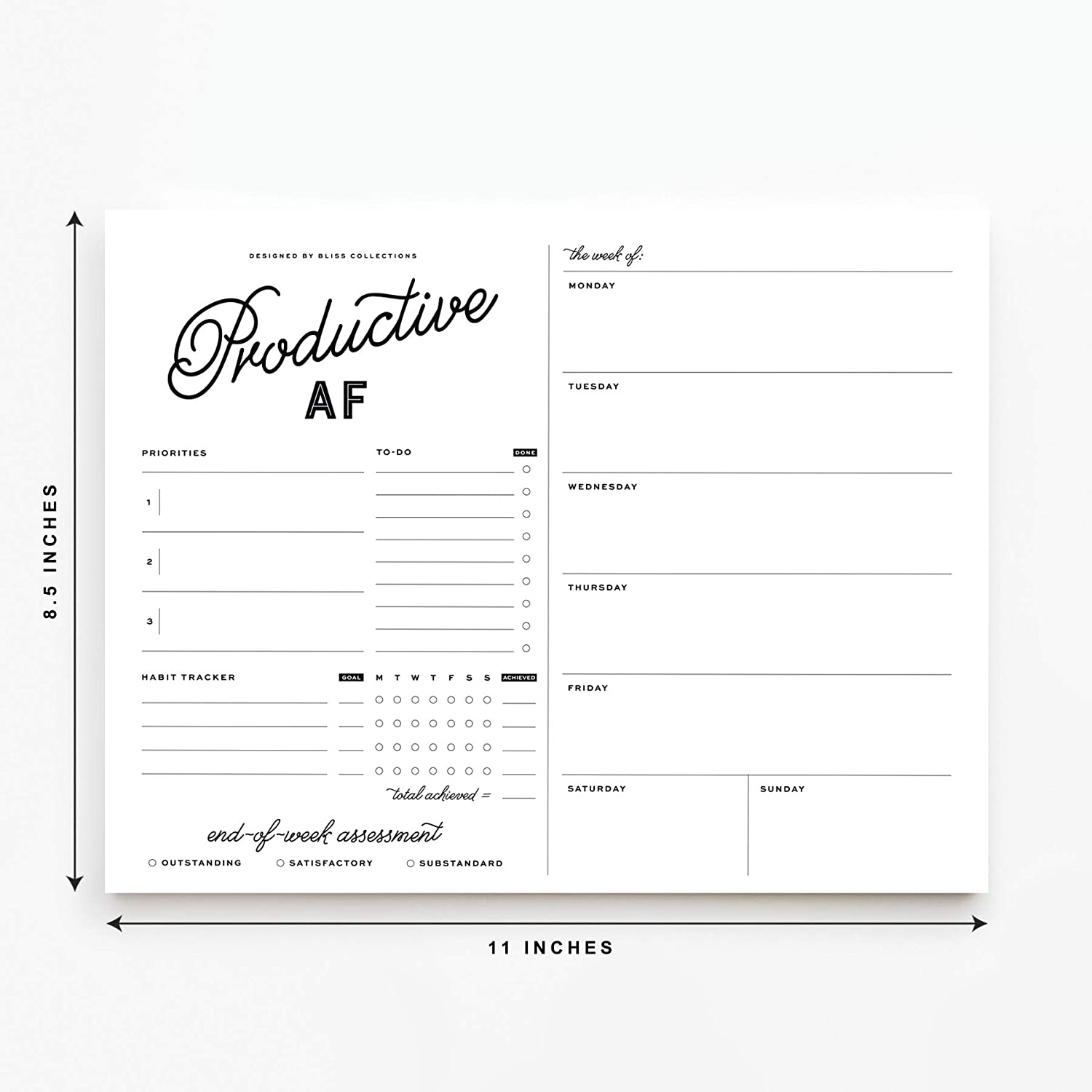 Еженедельный планировщик, подставка со списком дел, 53 листа, 10x8 дюймов, настольный планировщик и Еженедельный планировщик с привычным трекером, календарь на холодильник