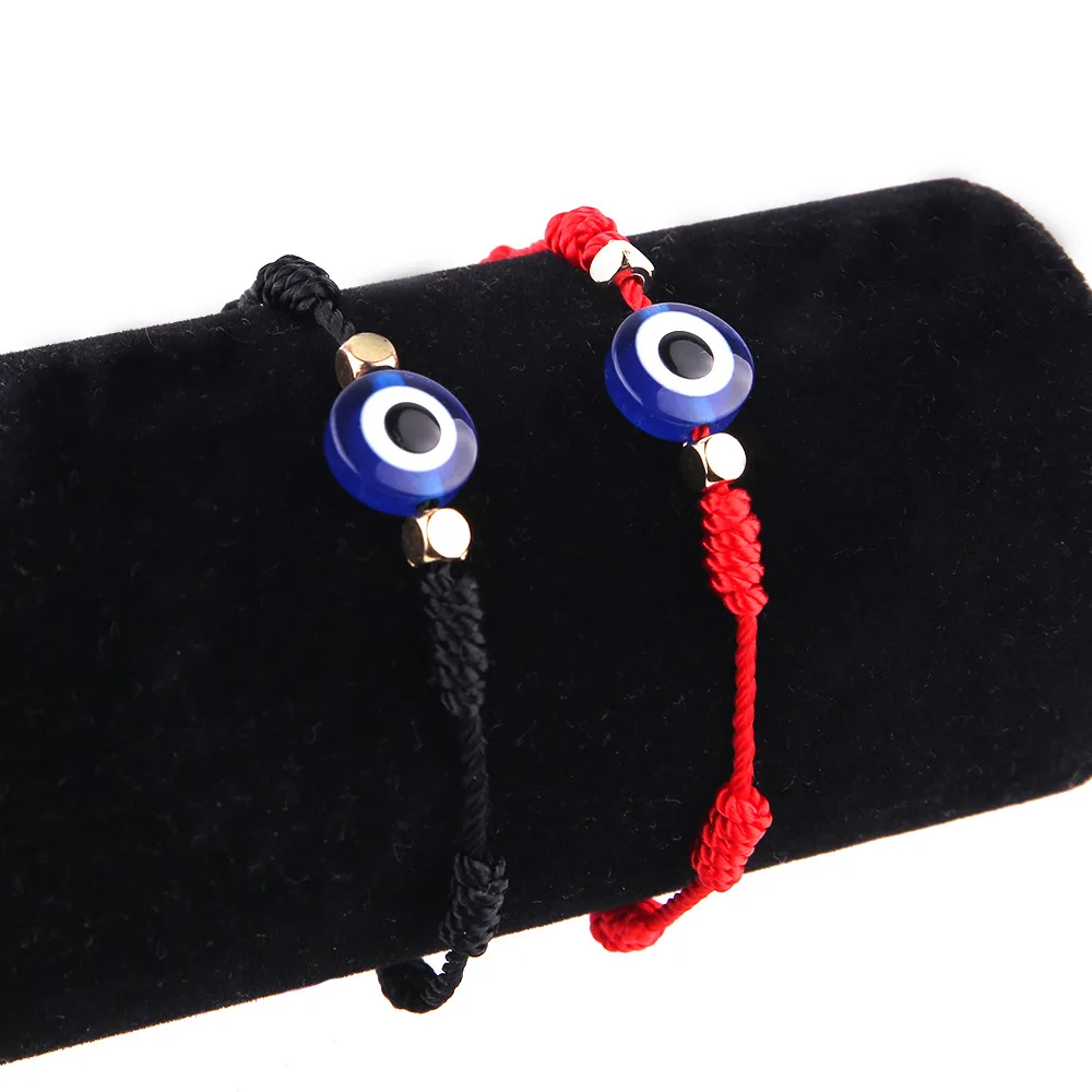 New Arrival Red String 7 Knot Blue Evil  Eyes Bracelet Handmade Black Rope Woven Blue Evil Eyes Bracelet for Women
