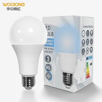 WOOJONG high brightness led light bulb manufacture A60 A19 focos led empotrsdos 9W 840 lumens bulb light