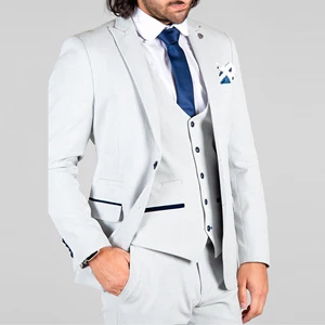 Tuxedo Suits Men's Plaid Light Formal Wedding Groom Business Traveling Exquisite Men 3 Piece Business  White Suit for Men