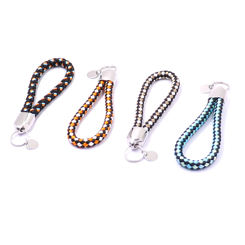 Новые товары, прямые заводские настраиваемые модные красивые цветные черные с белым плетеным нейлоновым веревочным брелоком