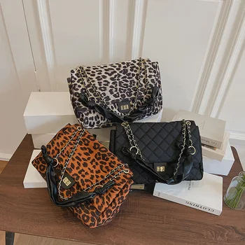 2022 New Arrivals Animal Print Leopard Large Capacity Big Shoulder Crossbody Women's Tote Bags Luxury Handbags for Women Purses