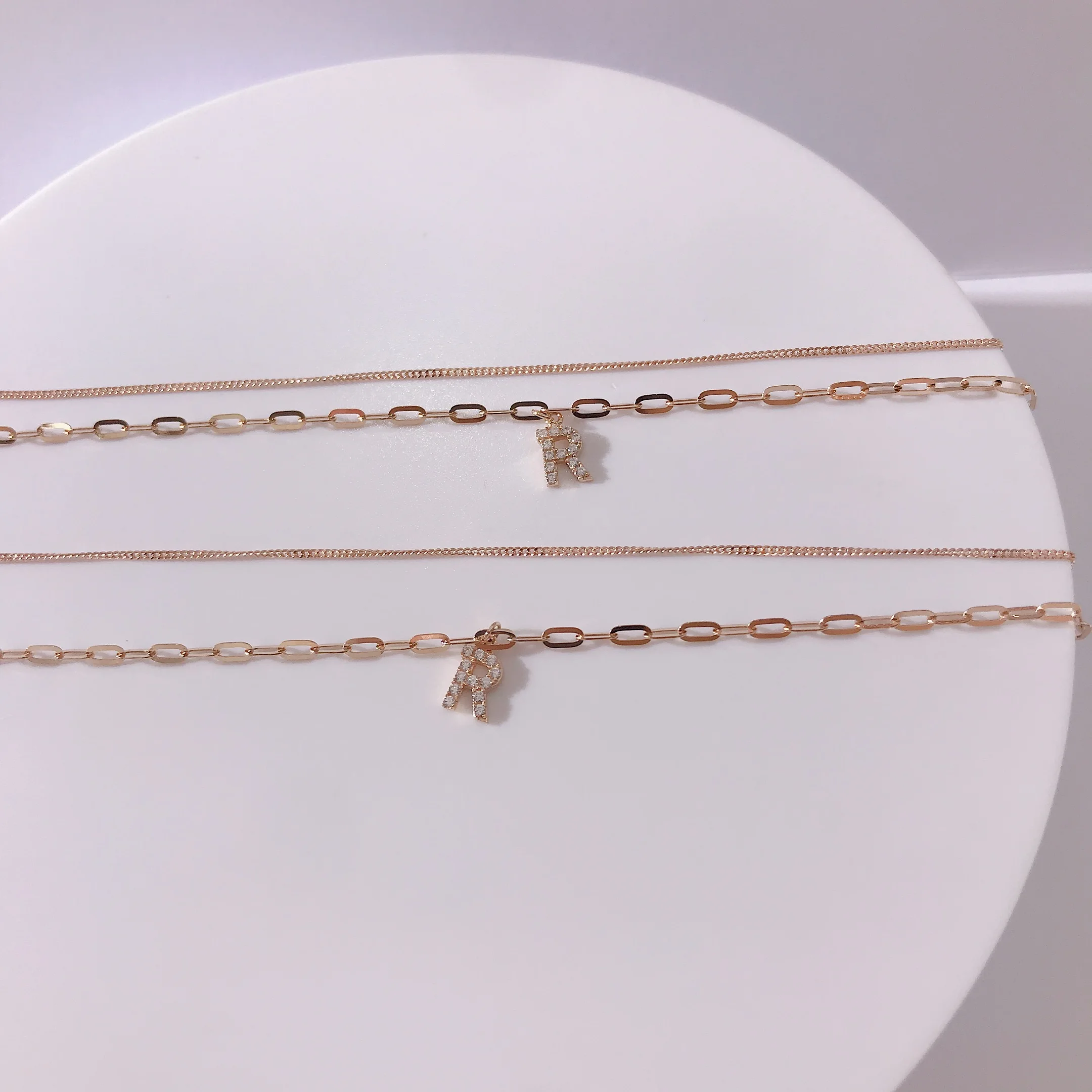 Wholesale Link Anklet Chain Anklet 18k Real Gold R Letter Anklet Jewelry for Women