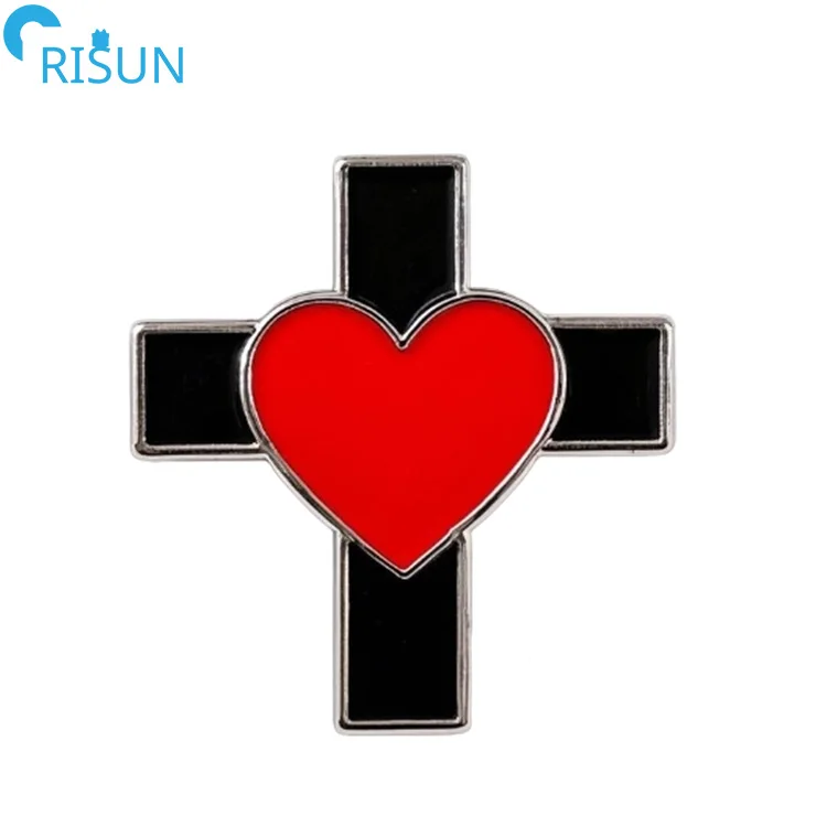 Factory Customized Enamel Christian Jesus Church Religious Cross Lapel Pins Badges Brooches Custom Cross Enamel Pin