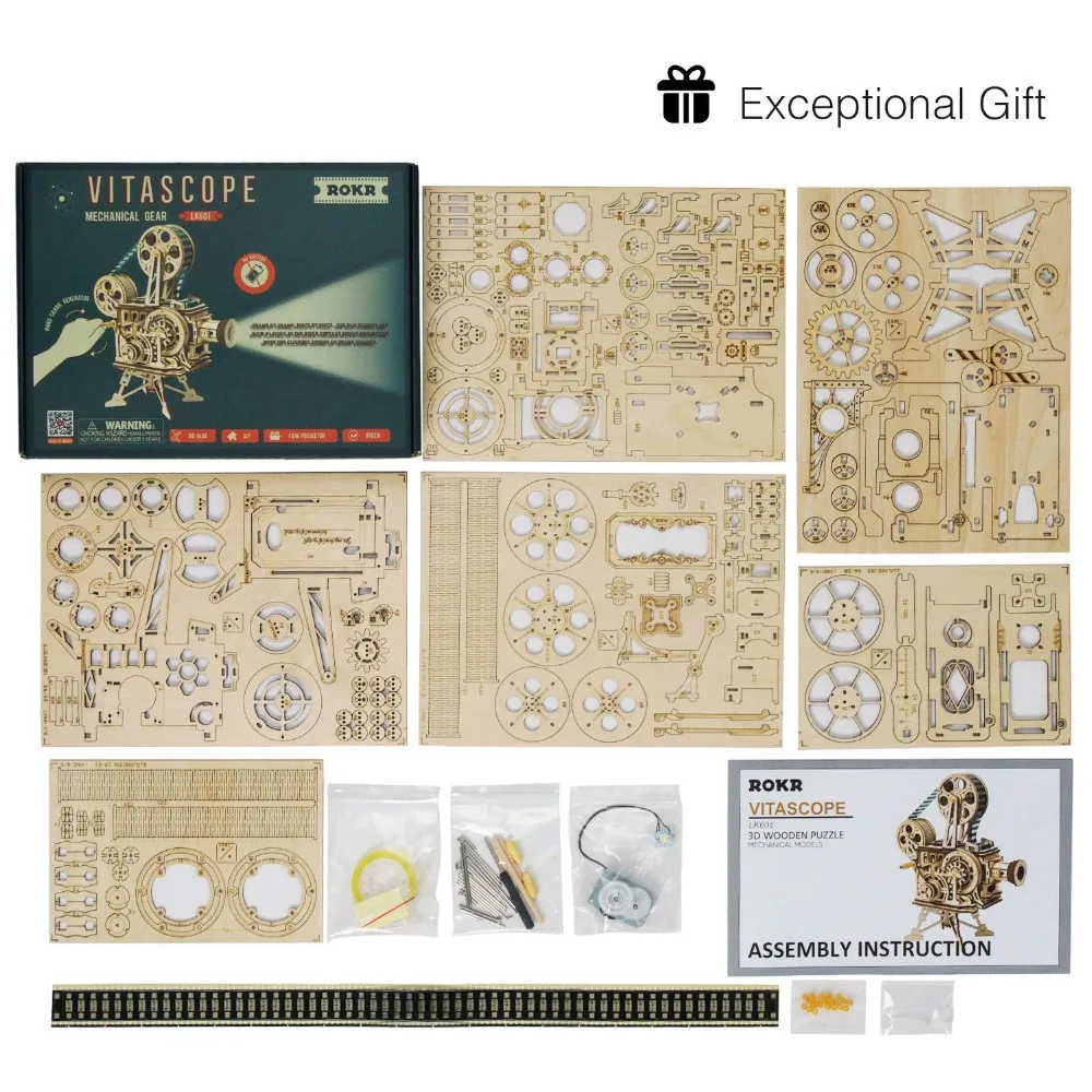 Robotime Rokr Wood Crafts LK601 Educational Miniature Vitascope Model Toy 3D Wooden Puzzles for Adults