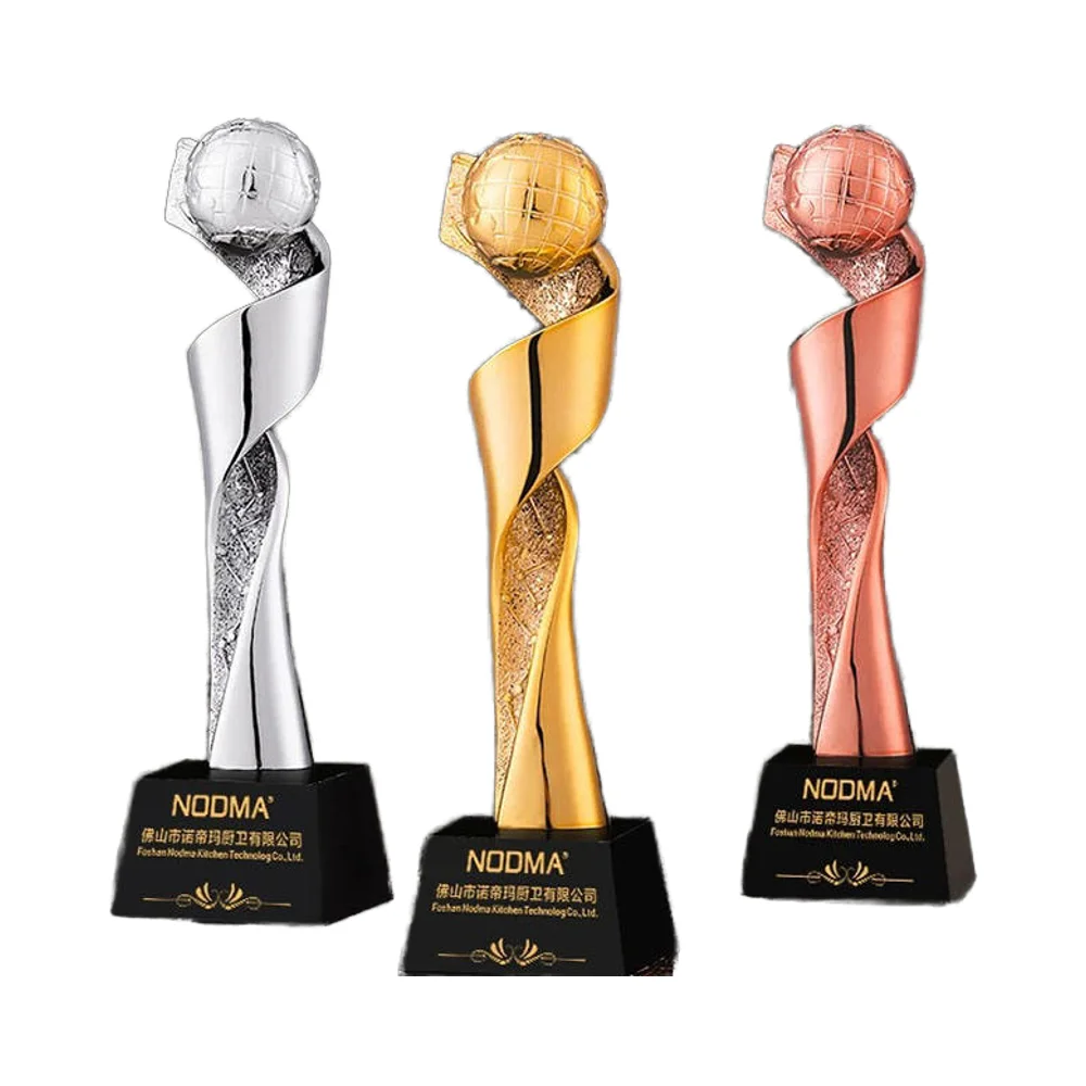 Small Bridge Factory Direct Sales Custom Champion Crystal Resin Trophy Round Gold Color Soccer Ball Customized Resin Trophy