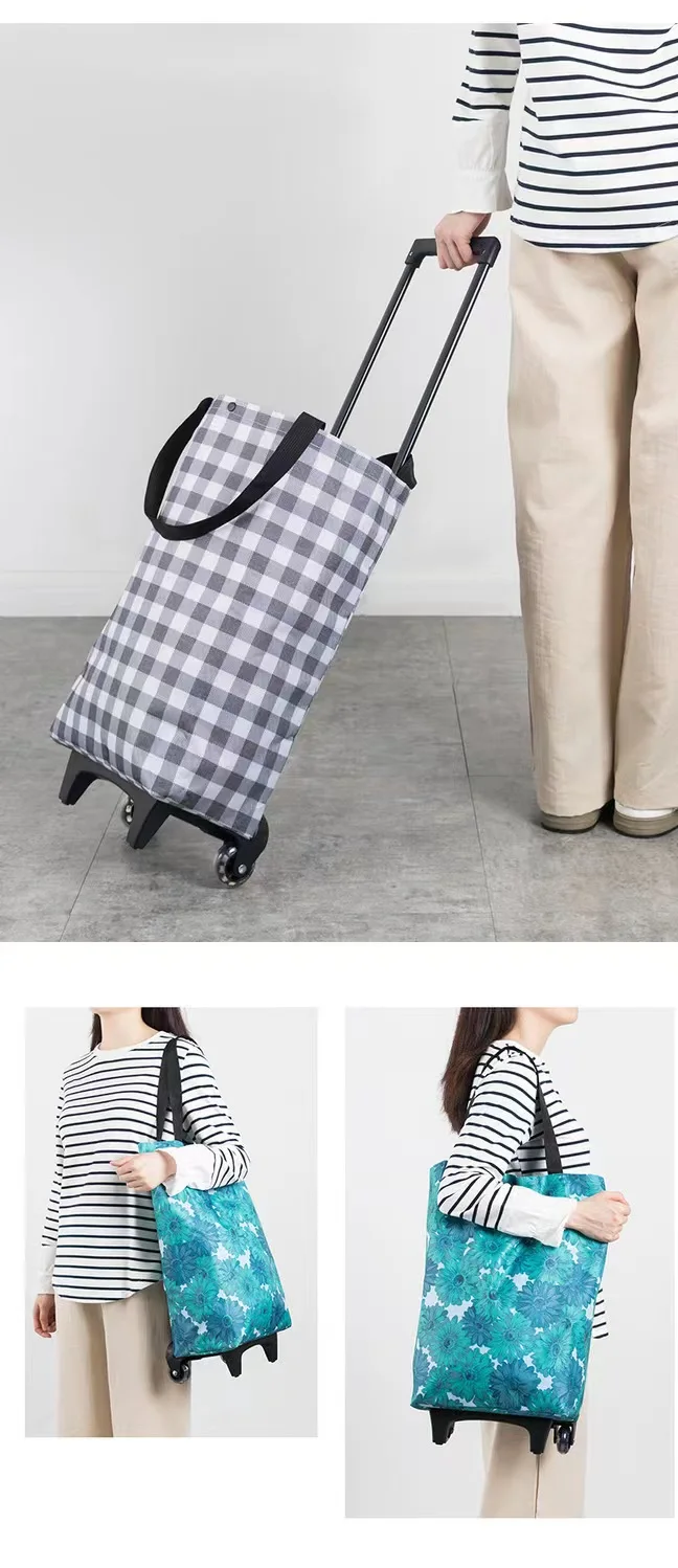 Reusable Wholesale Plastic Shopping Cart Bag Supermarket Elderly Personal Rolling Mini Folding Shopping Trolley Cart