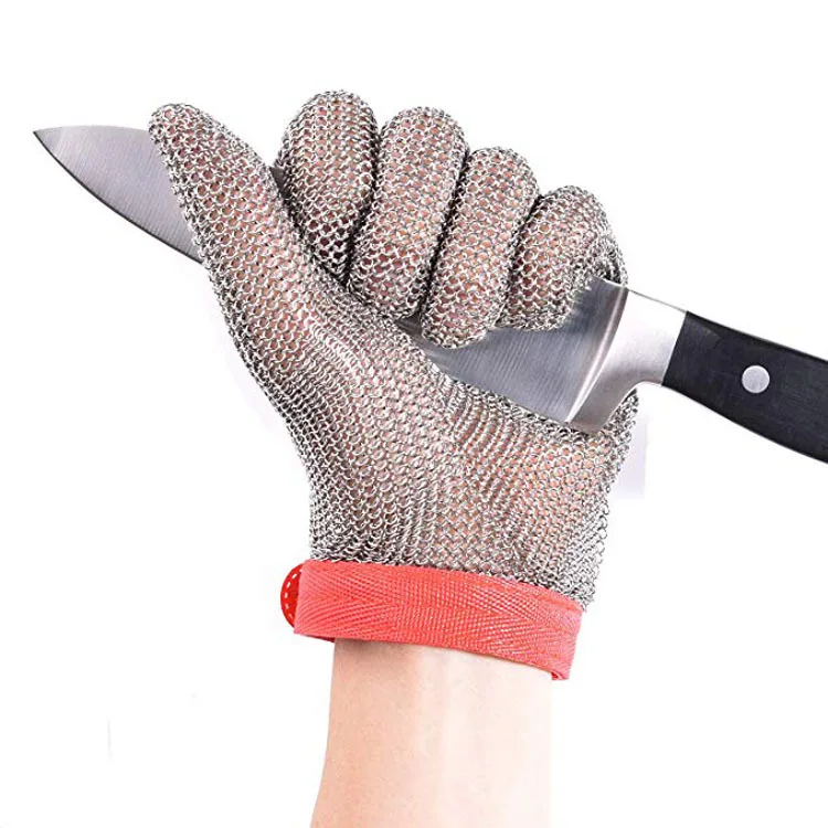 Schnelle Lieferung schnittfeste Handschuhe 316 Lebensmittelqualitt Kche  Edelstahl Metallring Metzger Sicherheits-Schnitt-resistente Handschuhe