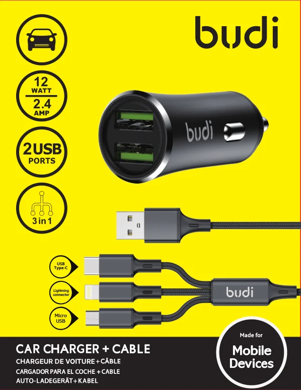 Autoladegerät + USB-C-Kabel 2.4A 12W
