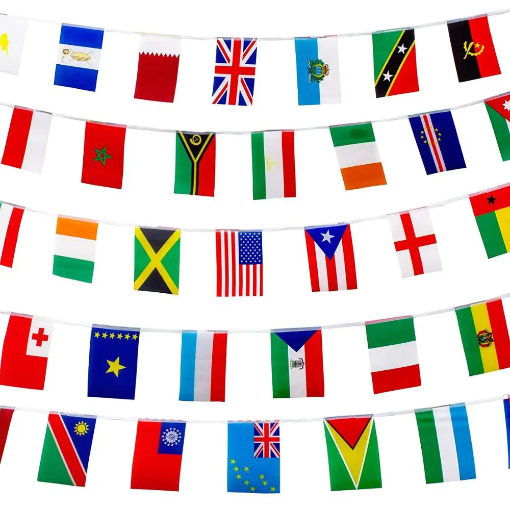82 Piedi 100 Bandiere Bunting Pennant Banner YuChiSX Appeso Bandiera per la Decorazione del Partito Internazionale Stringa Banner Bandiere Nazionali di Paesi Diversi Sports Bar Partito Eventi 