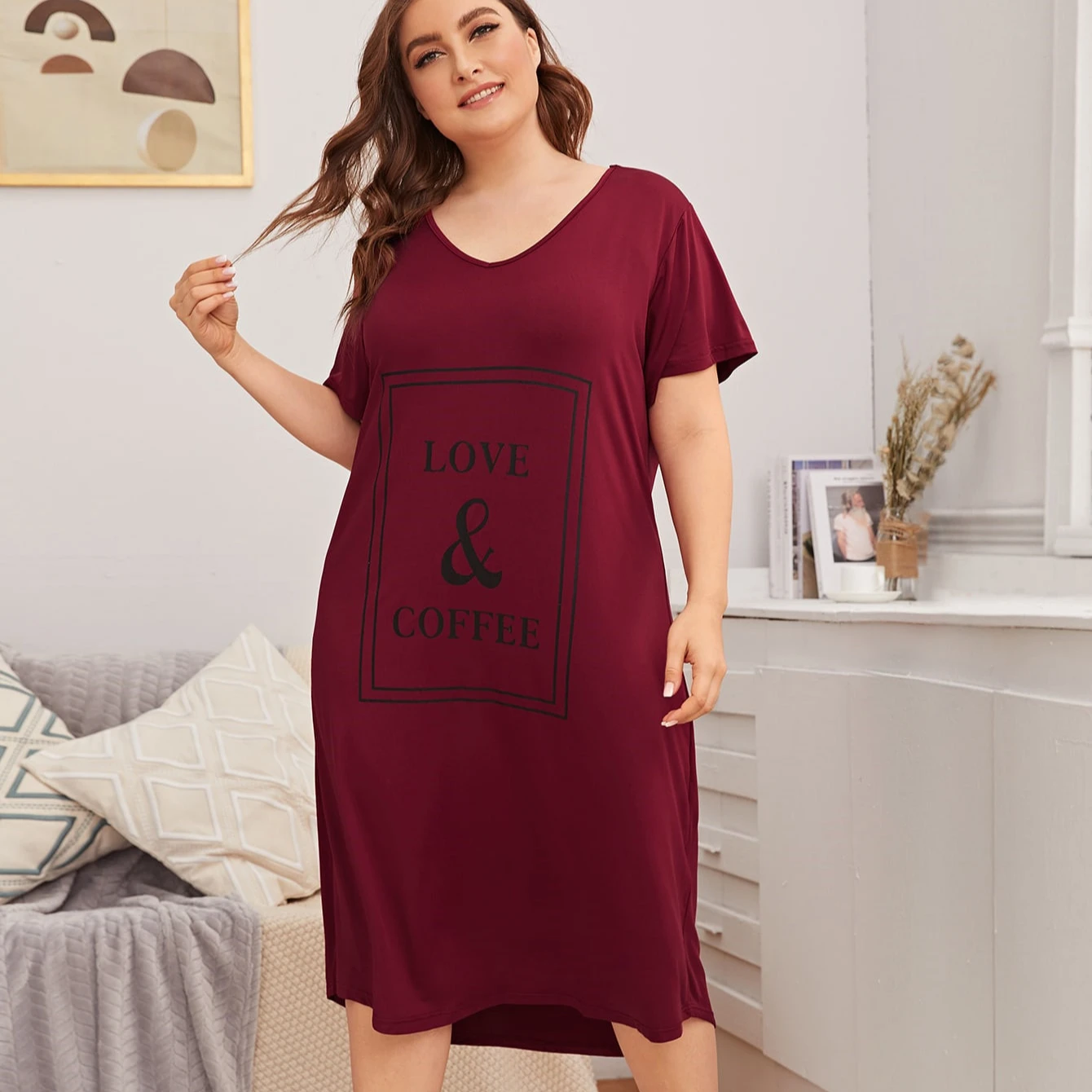 Robe T-shirt Oversize Femme – Col Rond, Sans Manches, Confortable Pour Maison, Loungewear, Pyjama D'été