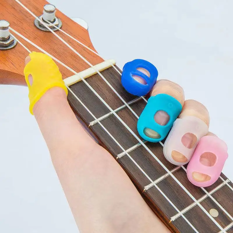 15 uds protección de los dedos guitarra bajo dedo pulgar silicona protección de los dedos transparente 3 gr. 