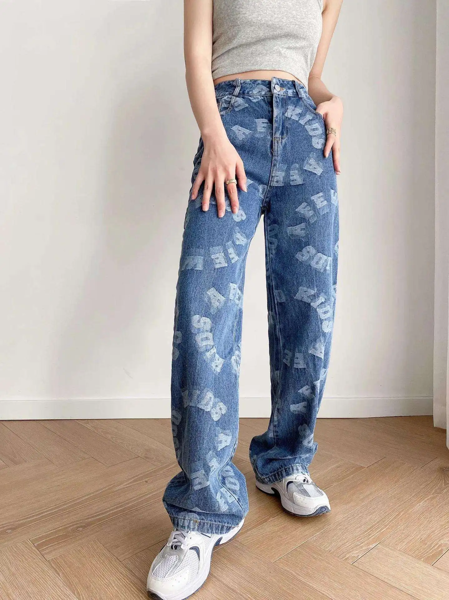 Women's Jeans 2024 Laser Custom Reversed High Waisted Bell Bottom Pantalones Ladies Female Denim Jeans Women