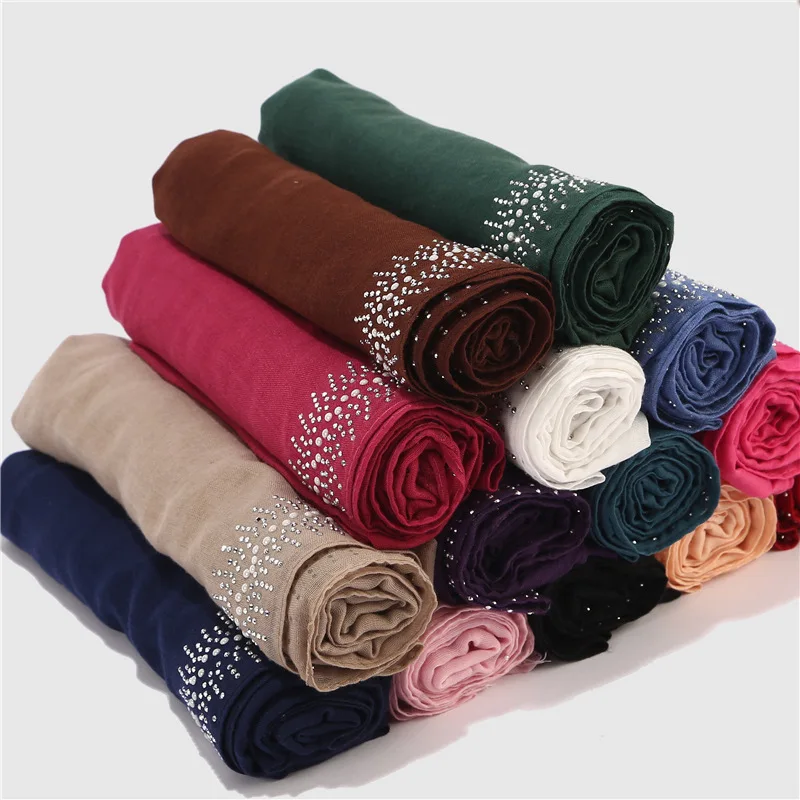 Malaysia Plain Color Shawl Scarf Point Drill Cotton Hijabs