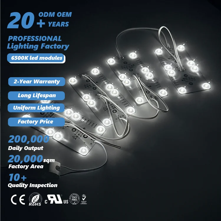 ODM OEM Factory 7cm*7cm IP20 IP65 32W/set LED 4 LEds Cold White 6500K Block Chain Square LED Modules for Lightbox