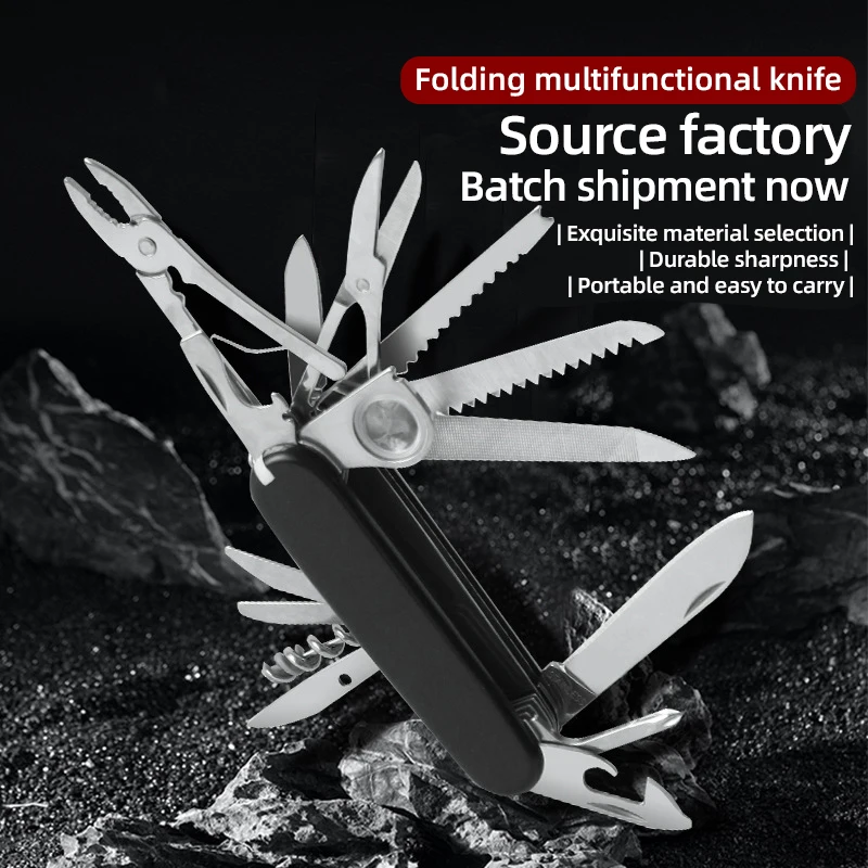 Wholesale 17 in 1 Multi Tool Keychain Small Folding Pocket Knife Multifunctional Stainless Steel Swiss Knife
