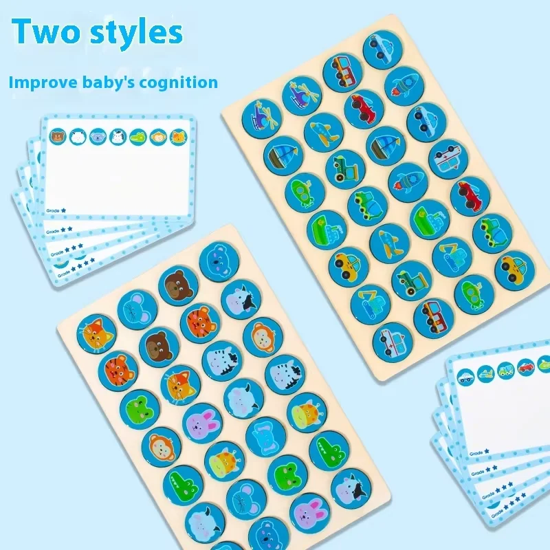 Montessori-Inspired Educational Matching Game Flip Wooden Memory Chess Game for Kid Concentration Training Interactive Toy