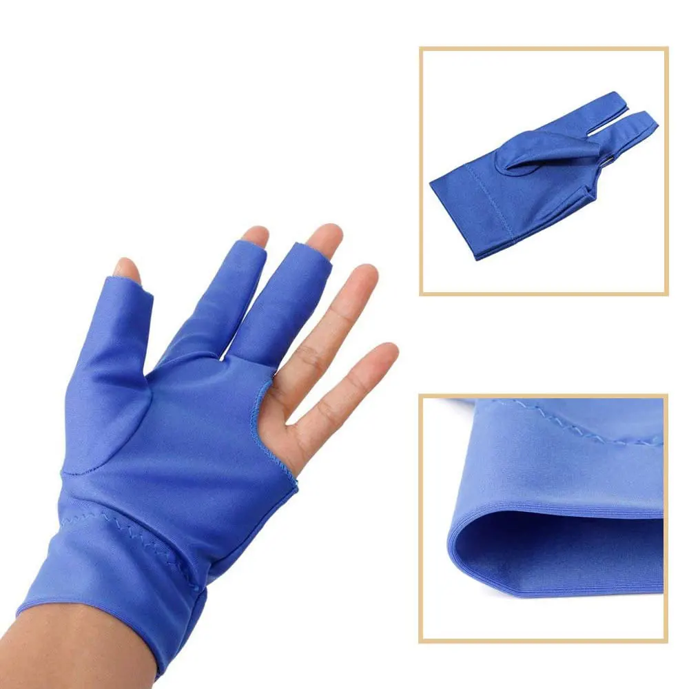 
Оптовая продажа, гладкие перчатки из лайкры для бильярдного стола с тремя пальцами 