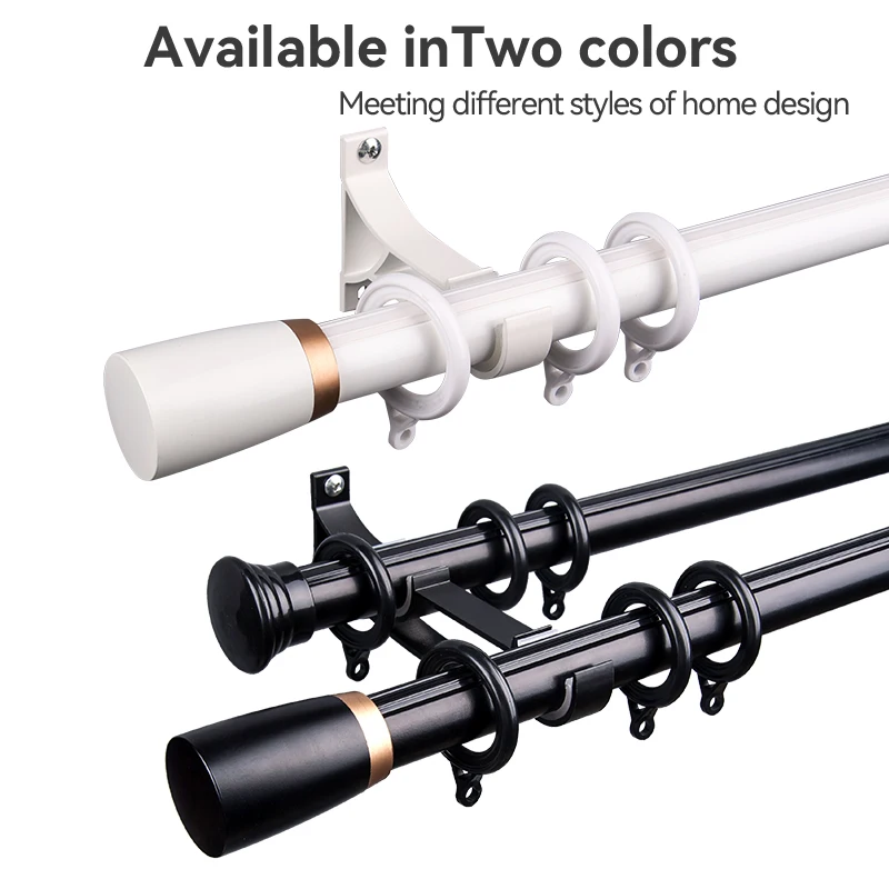 IKSUN Curtain Rod Set Simple Style European Style Aluminium Curtain Track Roman Shade Rail Rome Pole for Modern Home Decoration