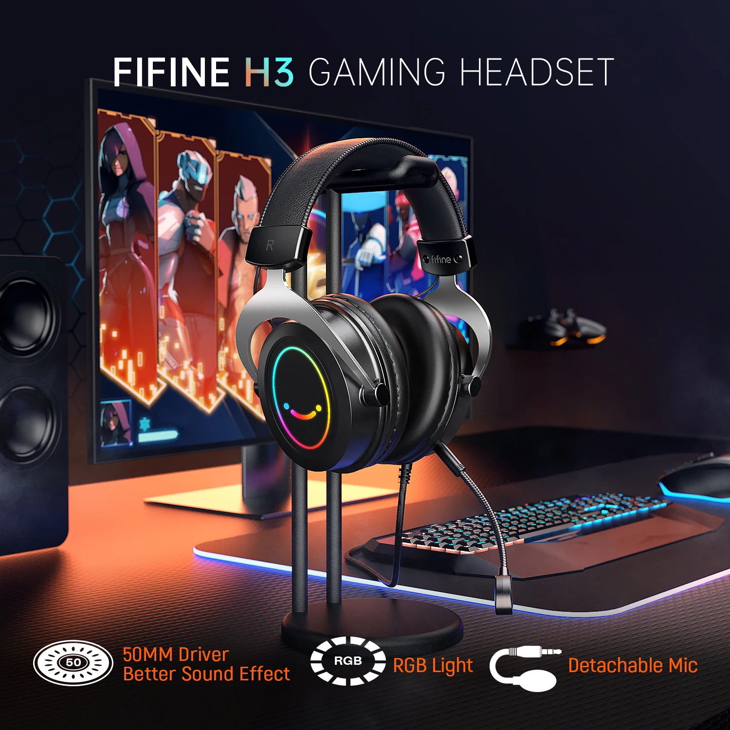 Fifine Gamer Headphones Gamer Pc Headset Rgb Gaming Headphones Usb Wired Gamer Headset Gaming